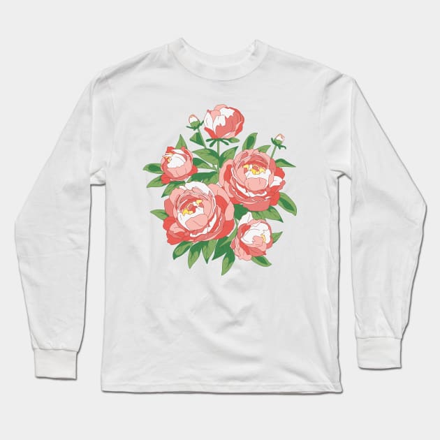 Bouquet of peonies Long Sleeve T-Shirt by lents